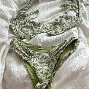 Blackbough Green Lace Bikini Set straps and strapless